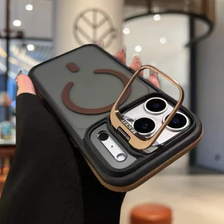 【Non-slip frame+Translucent black back panel/Acrylic hard case/Acrylic hard case/Orange】เคส compatible for iPhone 11 12 13 14 15 16 17 pro max case