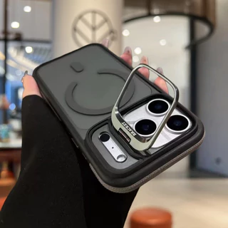 【Non-slip frame+Translucent black back panel/Acrylic hard case/Acrylic hard case/Orange】เคส compatible for iPhone 11 12 13 14 15 16 17 pro max case