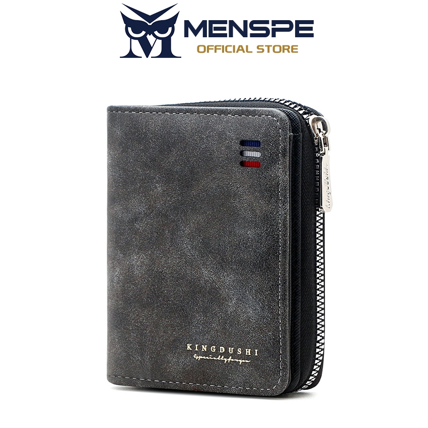 MENSPE กระเป๋าสตางค์สั้นแฟชั่นผู้ชาย วินเทจ นุ่ม ทำจาก PU ใช้งานได้หลายฟังก์ชัน ความจุสูง มีหลายช่องใส่บัตร กระเป๋าสตางค์ธุรกิจ