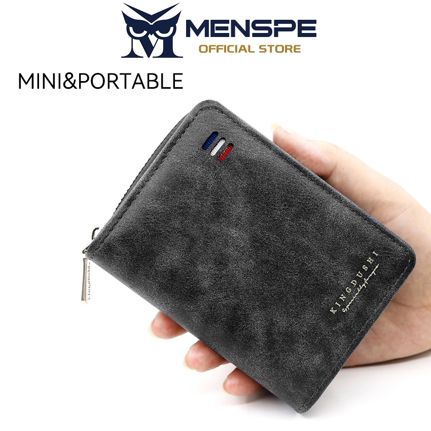 MENSPE กระเป๋าสตางค์สั้นแฟชั่นผู้ชาย วินเทจ นุ่ม ทำจาก PU ใช้งานได้หลายฟังก์ชัน ความจุสูง มีหลายช่องใส่บัตร กระเป๋าสตางค์ธุรกิจ - รูปที่ 2