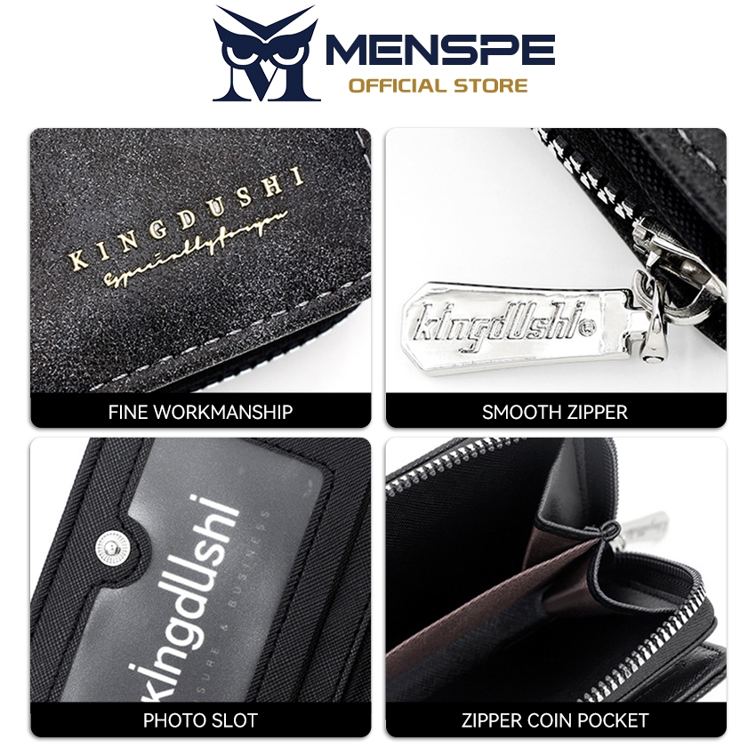 MENSPE กระเป๋าสตางค์สั้นแฟชั่นผู้ชาย วินเทจ นุ่ม ทำจาก PU ใช้งานได้หลายฟังก์ชัน ความจุสูง มีหลายช่องใส่บัตร กระเป๋าสตางค์ธุรกิจ - รูปที่ 4