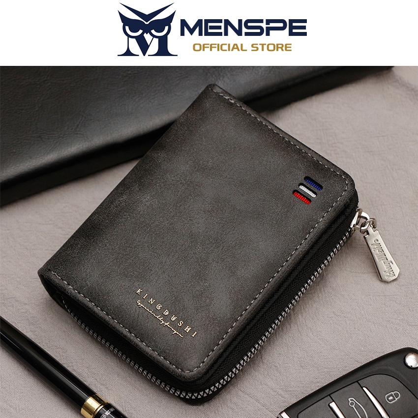 MENSPE กระเป๋าสตางค์สั้นแฟชั่นผู้ชาย วินเทจ นุ่ม ทำจาก PU ใช้งานได้หลายฟังก์ชัน ความจุสูง มีหลายช่องใส่บัตร กระเป๋าสตางค์ธุรกิจ - รูปที่ 3