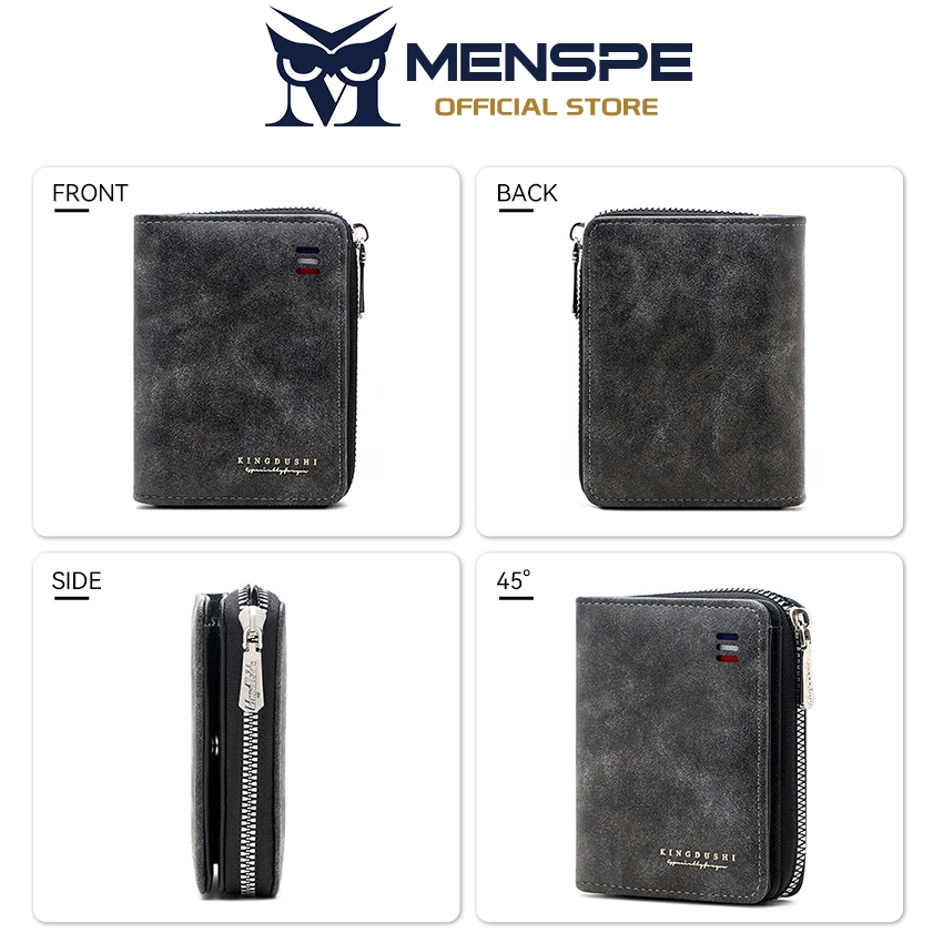 MENSPE กระเป๋าสตางค์สั้นแฟชั่นผู้ชาย วินเทจ นุ่ม ทำจาก PU ใช้งานได้หลายฟังก์ชัน ความจุสูง มีหลายช่องใส่บัตร กระเป๋าสตางค์ธุรกิจ - รูปที่ 5