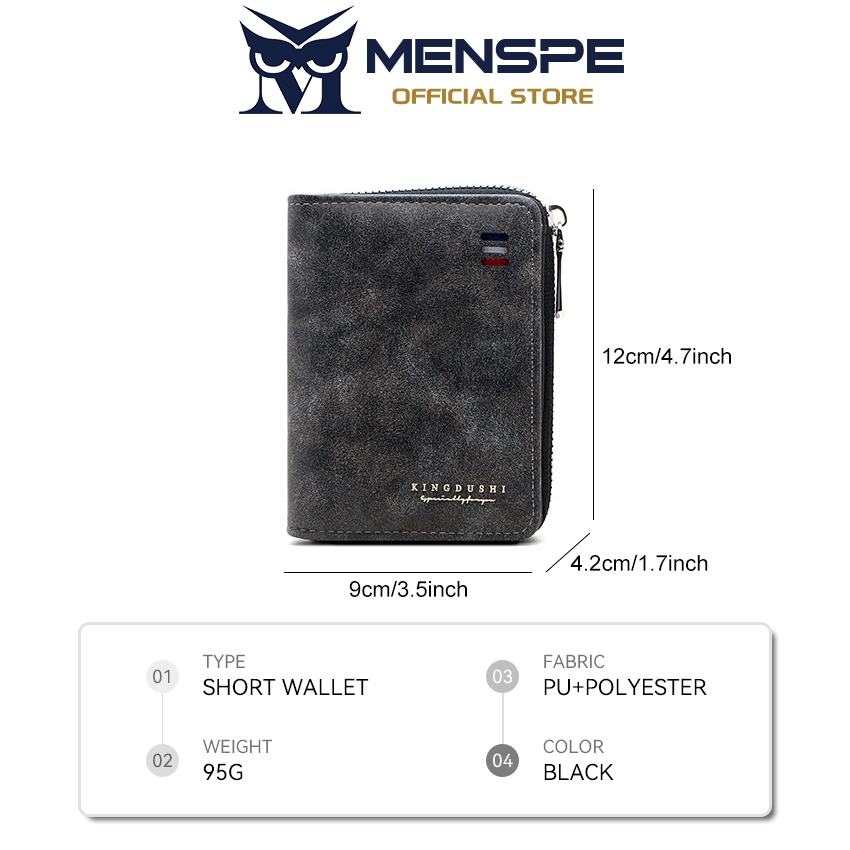 MENSPE กระเป๋าสตางค์สั้นแฟชั่นผู้ชาย วินเทจ นุ่ม ทำจาก PU ใช้งานได้หลายฟังก์ชัน ความจุสูง มีหลายช่องใส่บัตร กระเป๋าสตางค์ธุรกิจ - รูปที่ 6