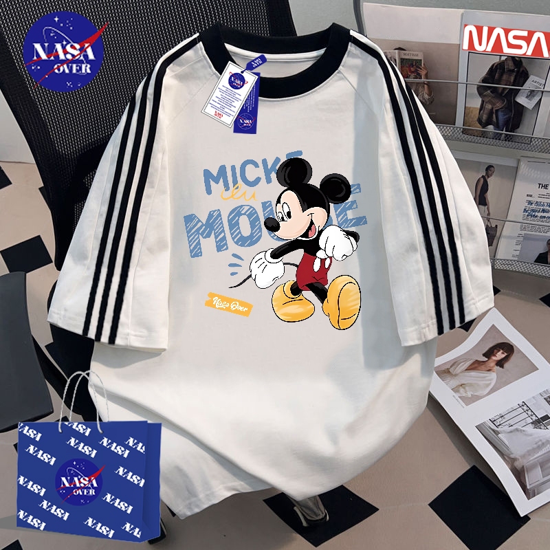 【พร้อมส่ง】🔥NASA ผ้าฝ้ายแท้100% ฤดูร้อน หลวม สามแถบ แขนสั้น ยูนิเซ็กส์ การ์ตูน แอนิเมชัน 🎬 ลาย ลำลอง เสื้อYG1142