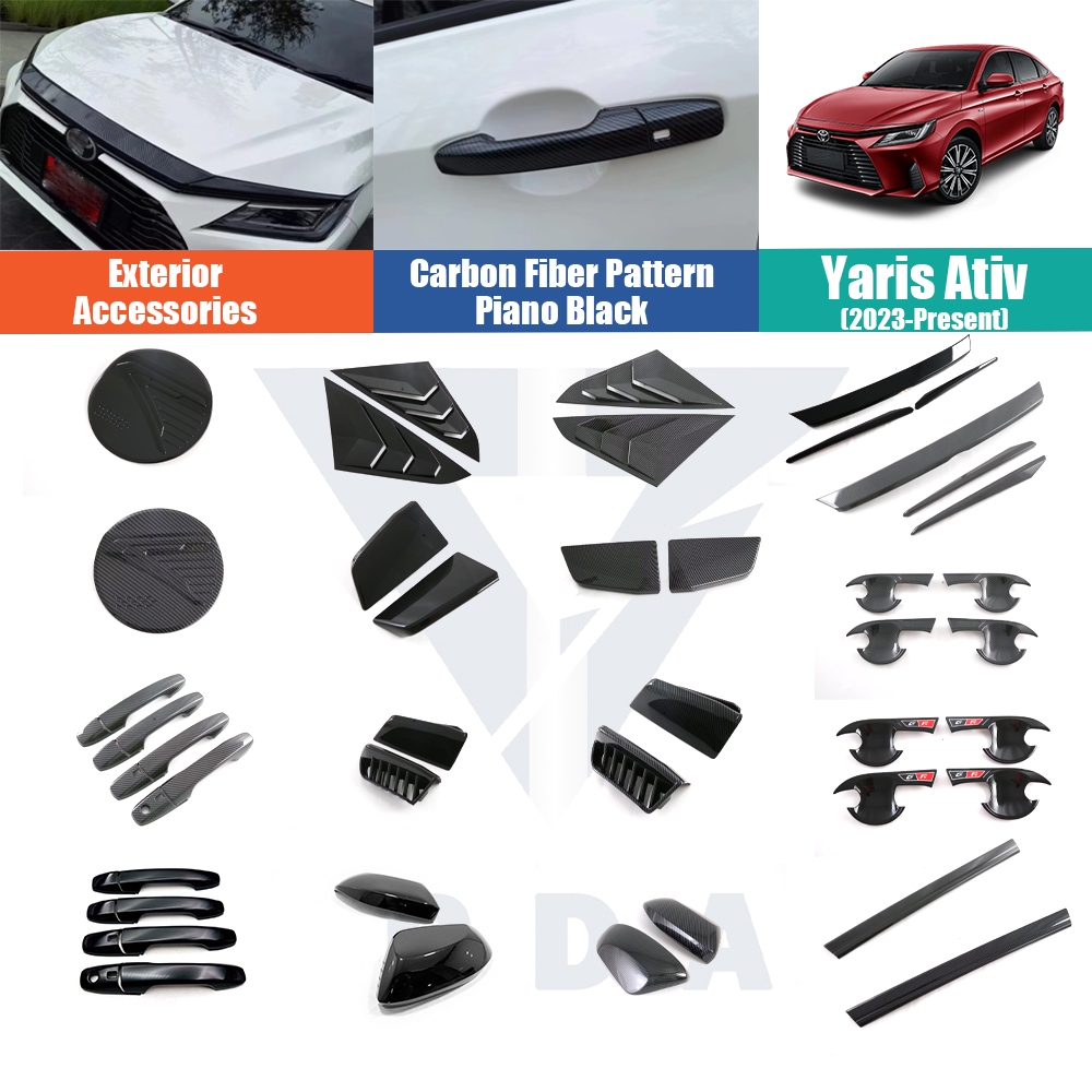 Yaris Ativ(2022-ใหม่) ฝาครอบมือจับประตูคาร์บอนไฟเบอร์/สีดำเงา แถบตกแต่งไฟตัดหมอกหน้าและหลัง และอุปกรณ์ภายนอกอื่นๆ ativ 2022 2023 2024 2025 2026