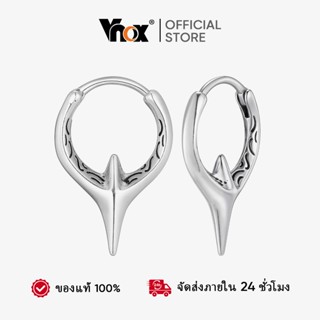 ต่างหูห่วงเงินดีไซน์ดาวสี่เหลี่ยมคล้ายหนาม สไตล์เอจี้สำหรับเ…