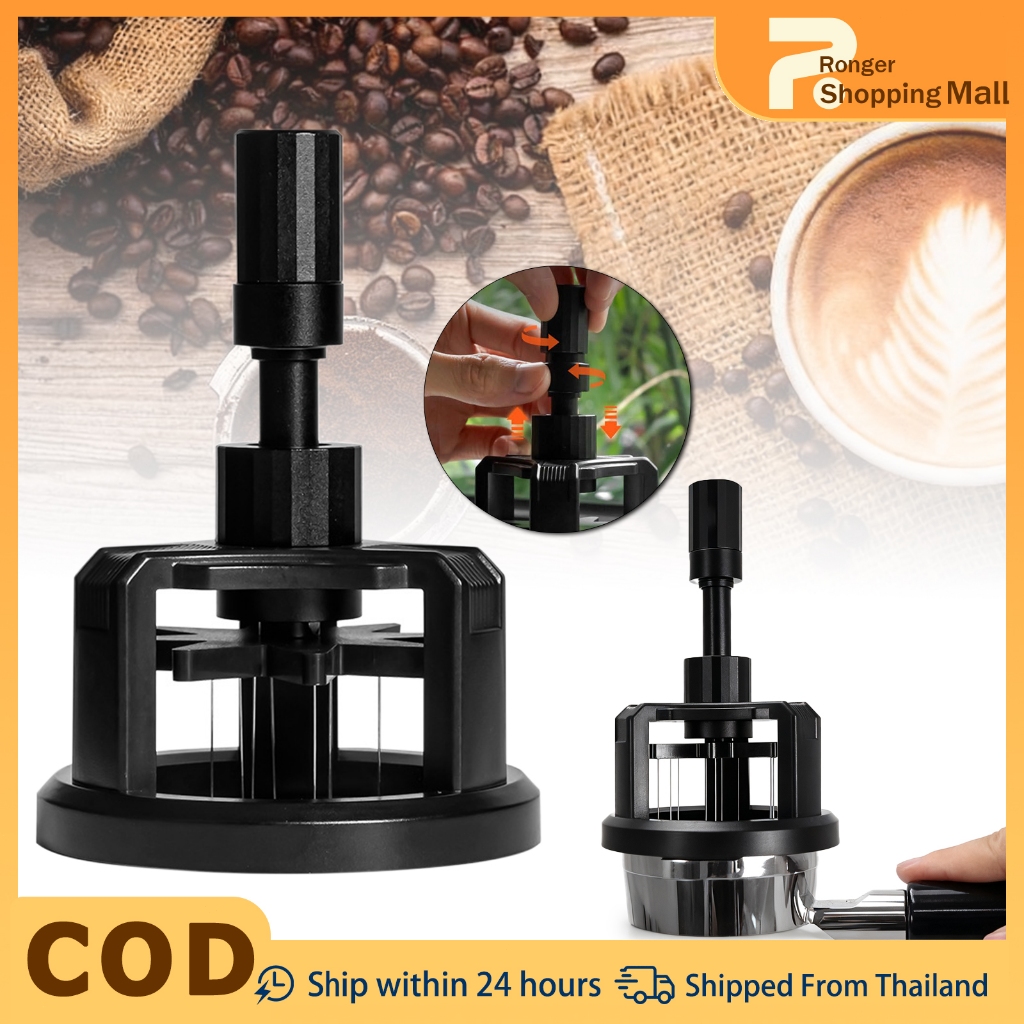 (ส่งทันที)58มม กาแฟ Tamper จําหน่าย Espresso Stirrer เครื่องมือมือกวน Rotatable Espresso Hand Tampers สําหรับ Shop Cafe ของขวัญ