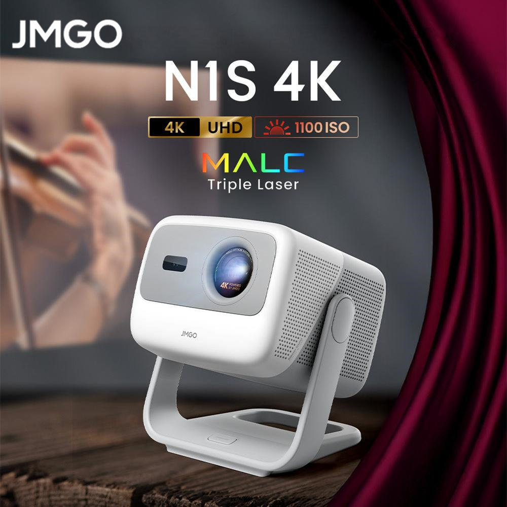 JMGO N1S 4K Triple Laser Projector 127° โปรเจคเตอร์แบบพกพาอัจฉริยะกิมบอลแบบยืดหยุ่นสําหรับโฮมเธียเตอ