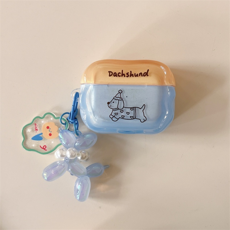 การ์ตูนน่ารัก Blue Line strip Puppy Airpods Case สําหรับ Airpods Pro/Pro2 /Pro3/1/2/4/3/ รุ่นชุดหูฟังบลูทูธไร้สาย Drop Resistance เคสป้องกัน