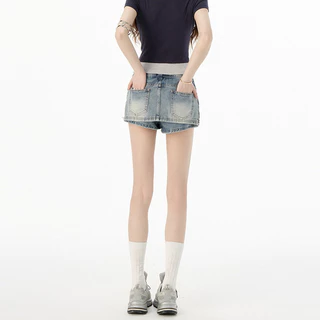Floerns S-6XL Y2K กางเกงยีนส์ขาสั้นเอวต่ำ มีซับใน สาวฮอตต้องมี