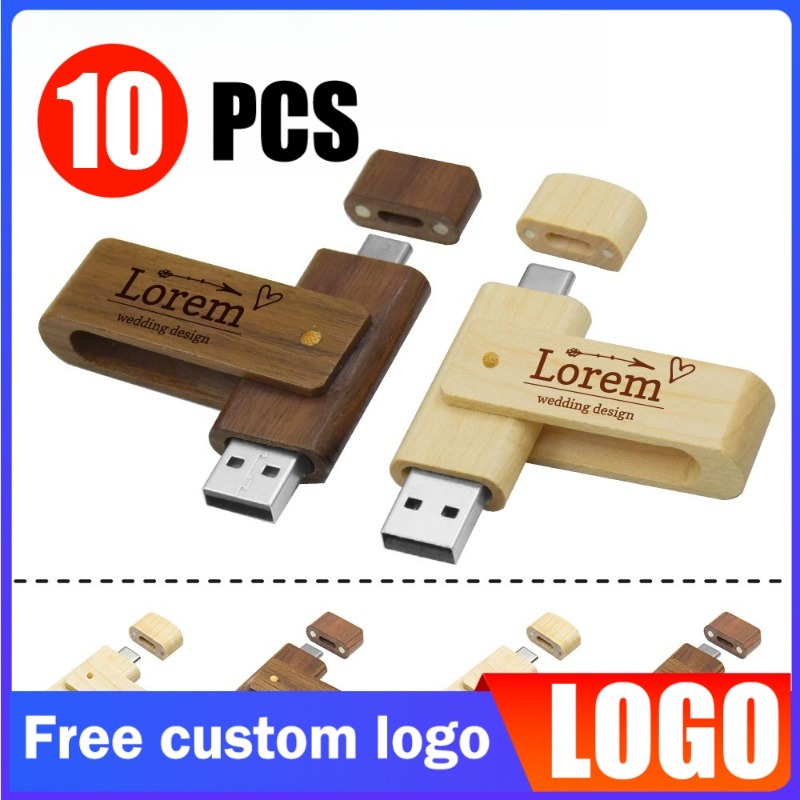 10PCS  ชิ้นไม้หมุนปากกา 128 GB 2.0 USB Flashdrive 64 GB USB pendrive 32 GB thumbdrive 16 GB flash dr