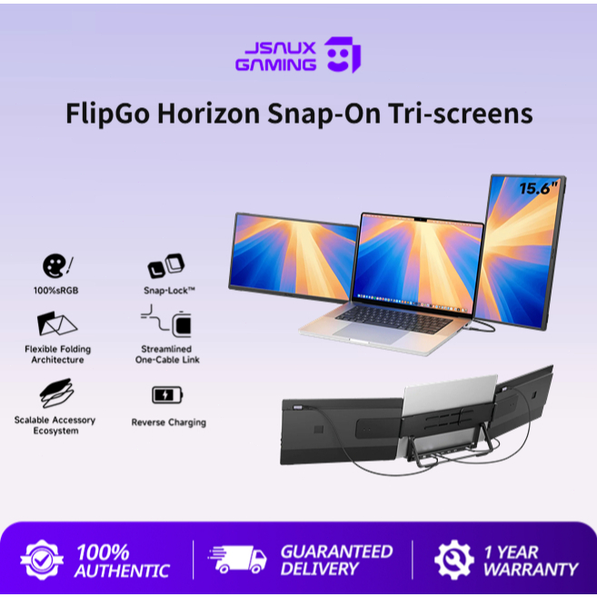 JSAUX Horizon Snap-On Tri-screens FlipGo Dual Portable Monitor