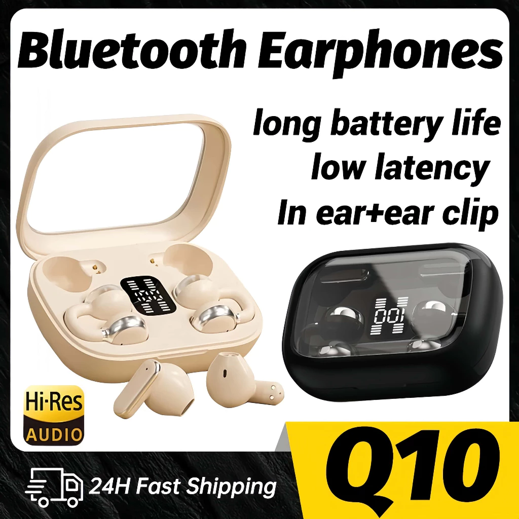 Q10 ไร้สายบลูทูธ 5.4 หูฟังคลิปหูลดเสียงรบกวนโทรและเสียง Dolby หูฟังนอนหลับ TWS