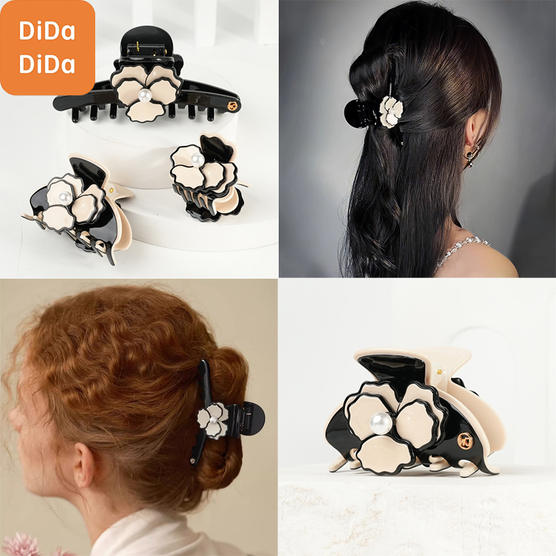 [DIDA DIDA] กิ๊บติดผมดอกไม้ ขาว สไตล์ที่สง่างาม ฝรั่งเศส ขนาดใหญ่ 11 ซม. กิ๊บหนีบผมแผ่นอะซิเตท