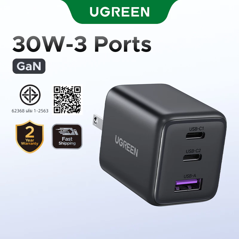 UGREEN Nexode GaN Charger 20W/30W USB-C/USB-A สำหรับ iPhone 17/16/15/14/13