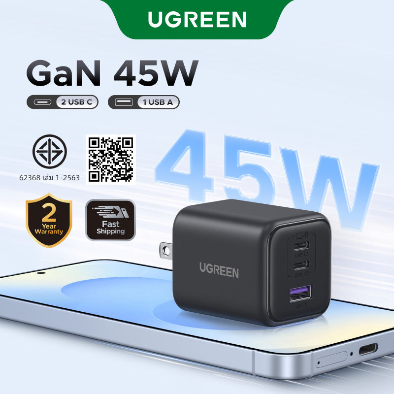 【Nexode】UGREEN Mini GaN 45W Charger USB C USB A Nexode Quick Fast Charger สําหรับ Samsung S25 Ultra 