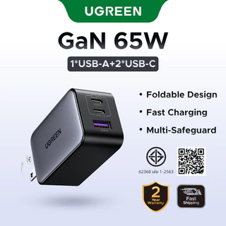UGREEN GaN 65W USB C Charger Quick Charge QC4.0 QC PD3.0 PD USB-C Type C Fast USB Charger สําหรับโทรศัพท์ 13 Pro Max Macbook