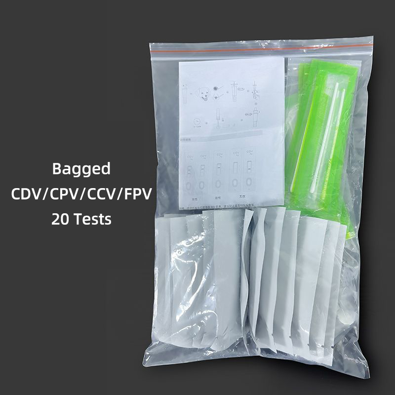 ชุดตรวจไวรัสสำหรับสุนัขและแมว CDV / CPV / CCV / FPV (20 ชุดต่อกล่อง) / Pet Virus Rapid Test Kit