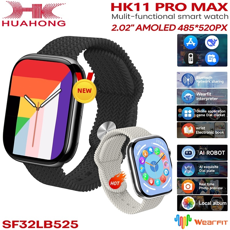 ใหม่ HK11 Pro Max /HK11 Ultra3 GEN2 SmartWatch AMOLED S11 NFC เข็มทิศ AI หุ่นยนต์นาฬิกาเครือข่ายบลูท
