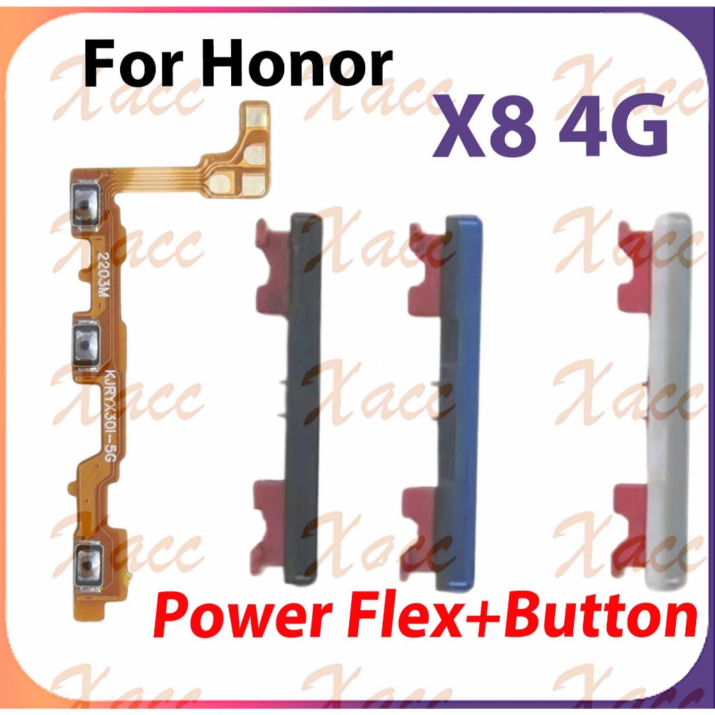 สําหรับ Huawei Honor X8 4G ปุ่มปรับระดับเสียงสายไฟ Flex Cable พร้อม ON OFF ด้านข้าง Key Output Ribbon Repair Part เปลี่ยนการติดตั้งโทรศัพท์