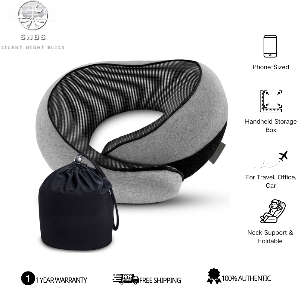 SNBS หมอนรองคอสําหรับเดินทาง Memory Foam – หมอนรูปตัว U สบายสําหรับเครื่องบิน รถยนต์ สํานักงานและบ้าน | การออกแบบขนาดกะทัดรัดและตามหลักสรีรศาสตร์สําหรับผู้ใหญ่และเด็ก