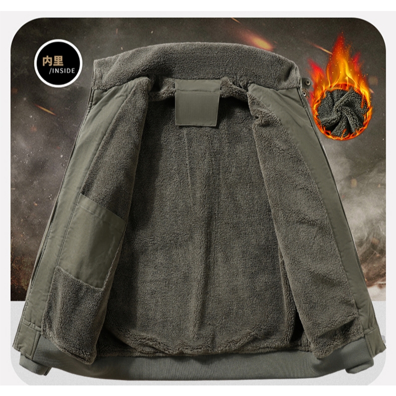 [50-100kg คุณภาพสูง] แจ็คเก็ตผู้ชายสำหรับฤดูใบไม้ร่วงและฤดูหนาว ทำจากผ้ากำมะหยี่หนา สวมใส่สบาย ไซส์ใหญ่พิเศษ ออกแบบให้กันลมและหนาว เหมาะสำหรับกีฬา - รูปที่ 4