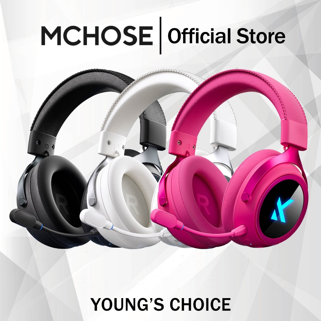 MCHOSE X9 ชุดหูฟังสําหรับเล่นเกมไร้สาย 3 โหมดการเชื่อมต่อ 53 มม.อลูมิเนียม-Coated ไดรเวอร์ 7.1 เสียงรอบทิศทาง Pro-เกรดชิปเสียง AI Noise-Canceling ไมโครโฟน E-Sports หูฟัง