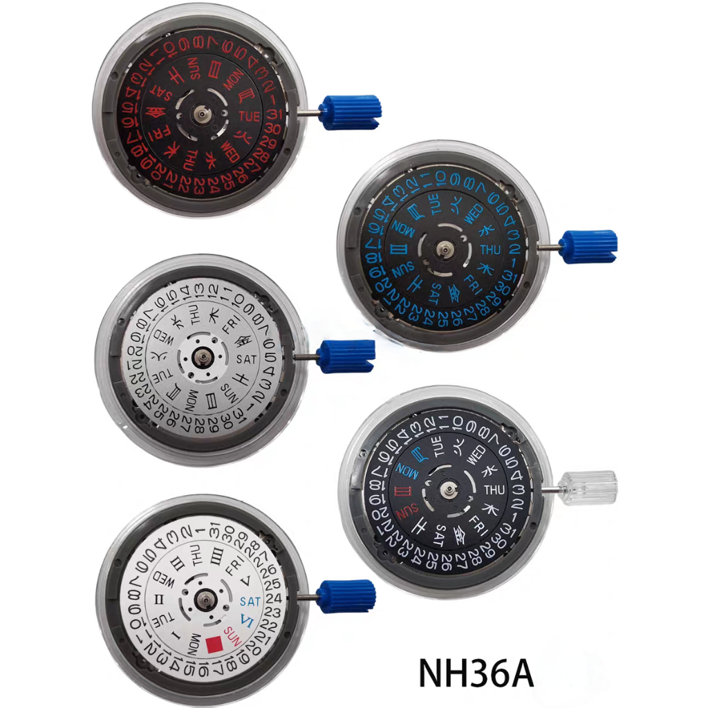 นาฬิกาการเคลื่อนไหวอัตโนมัติ NH36 Mechanical Movement NH36A การเคลื่อนไหวปฏิทินคู่เปลี่ยน 4R36/7S36