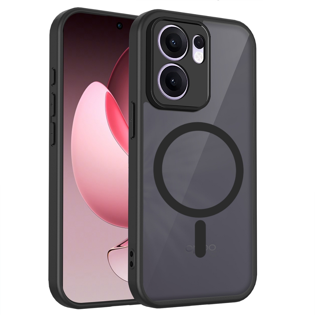Magnetic Matte Clearเคสโทรศัพท์สําหรับOPPO Reno 14 13 12 Pro Reno 14F 13F 12F 5Gโปร่งแสงสีดําปกแข็งกันกระแทก ราคา ถูกที่สุด ดีลบีเคเค แกลเลอรีภาพที่ 8