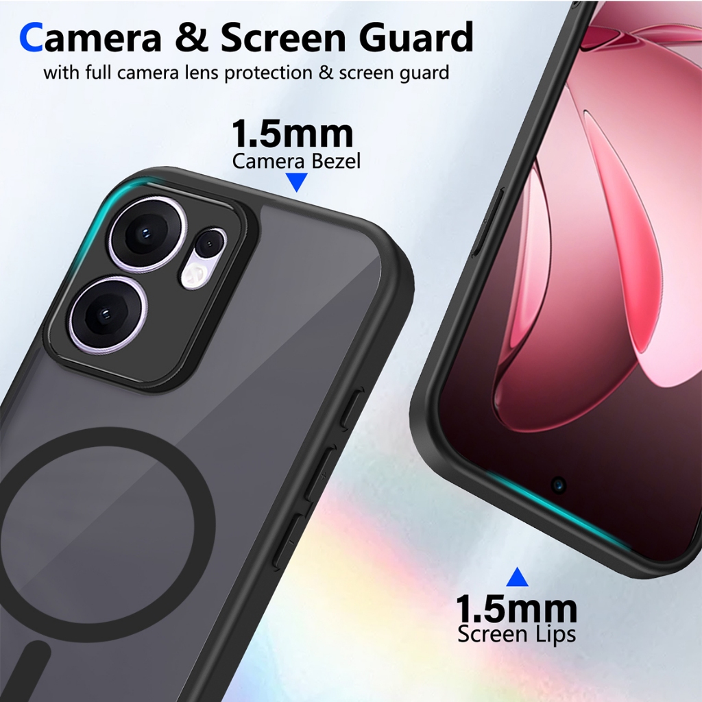 Magnetic Matte Clearเคสโทรศัพท์สําหรับOPPO Reno 14 13 12 Pro Reno 14F 13F 12F 5Gโปร่งแสงสีดําปกแข็งกันกระแทก ราคา ถูกที่สุด ดีลบีเคเค แกลเลอรีภาพที่ 4