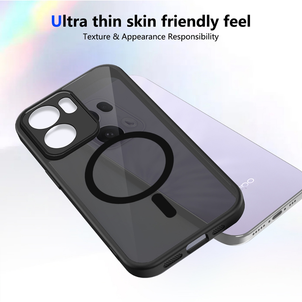 Magnetic Matte Clearเคสโทรศัพท์สําหรับOPPO Reno 14 13 12 Pro Reno 14F 13F 12F 5Gโปร่งแสงสีดําปกแข็งกันกระแทก ราคา ถูกที่สุด ดีลบีเคเค แกลเลอรีภาพที่ 3