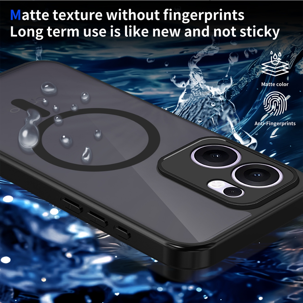 Magnetic Matte Clearเคสโทรศัพท์สําหรับOPPO Reno 14 13 12 Pro Reno 14F 13F 12F 5Gโปร่งแสงสีดําปกแข็งกันกระแทก ราคา ถูกที่สุด ดีลบีเคเค แกลเลอรีภาพที่ 6