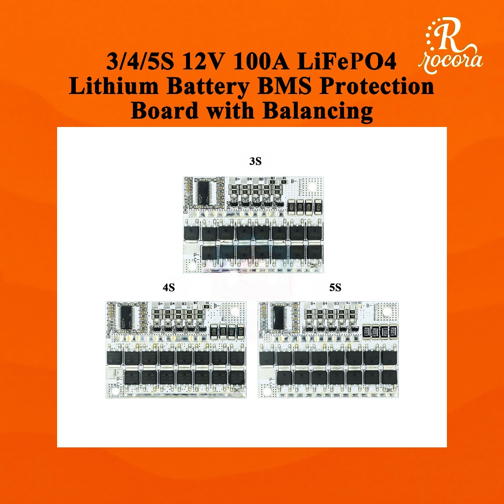 3/4/5S 12V 100A LiFePO4 แบตเตอรี่ลิเธียม BMS แผ่นป้องกันสมดุลสําหรับแบตเตอรี่โพลิเมอร์