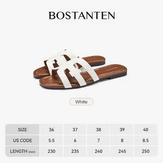 BOSTANTEN รองเท้าแตะส้นแบนผู้หญิง ดีไซน์ H-cut มินิมอล สวมใส่ง่าย พื้นนุ่ม กันลื่น ใส่สบายทั้งวัน Volcana