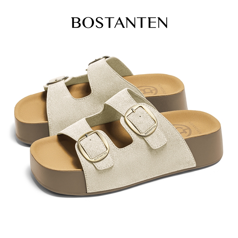 BOSTANTEN Fluffy Pudding รองเท้าผู้หญิงส้นสูง 4.5 ซม. ดีไซน์ Mule สุดนุ่มสบาย รห