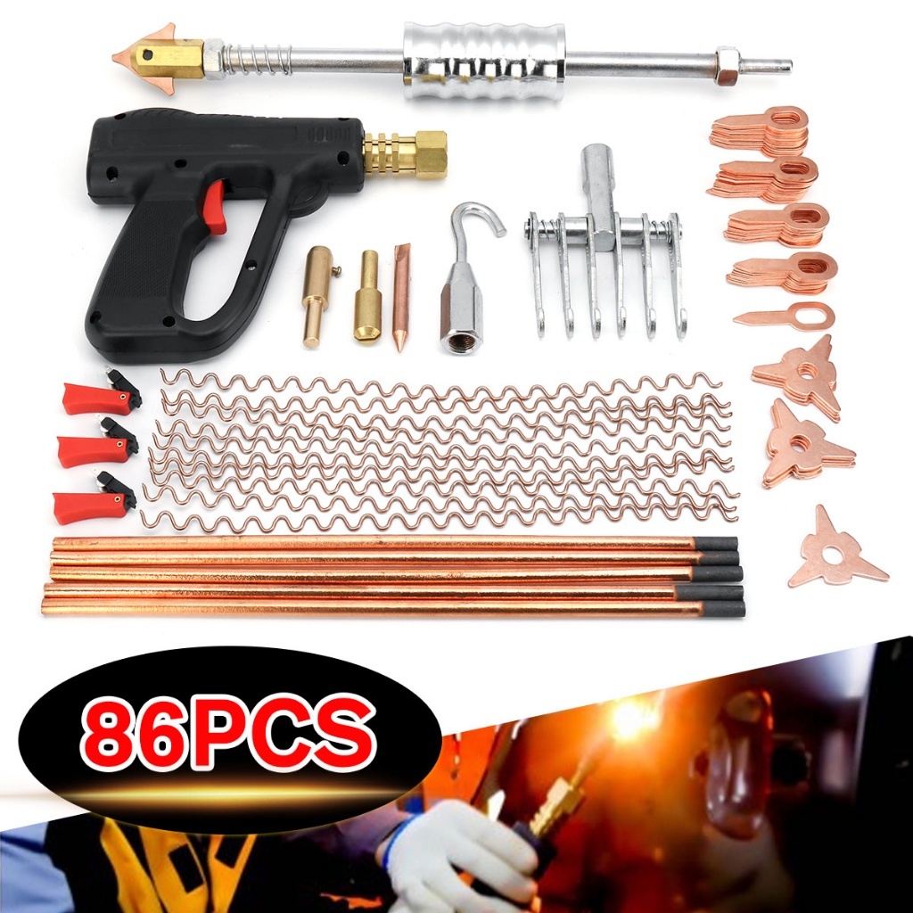 86 ชิ้น/เซ็ต Universal Dent Repair Puller Kit Professional Auto Body แผ่นโลหะ Paintless Hail Pit Puller ค้อนยาง Fix ชุดเครื่องมือ