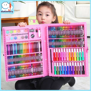 208ชิ้นเด็กจิตรกรรมชุดดินสอสีศิลปะชุดระบายสีสีน้ํามันพาสเทลดินสอสีสําหรับการวาดภาพ