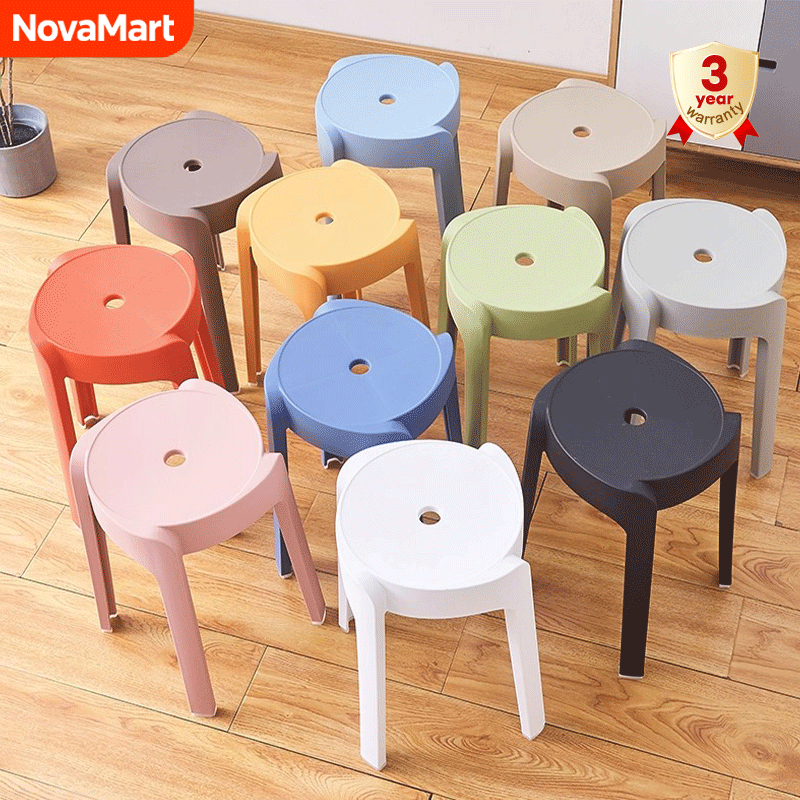 【ซื้อ 1 แถม 1】เก้าอี้พลาสติกกลม เก้าอี้กินข้าว เก้าอี้ สามารถวางซ้อนกันได้ เก้าอี้สำรอง Plastic Chair