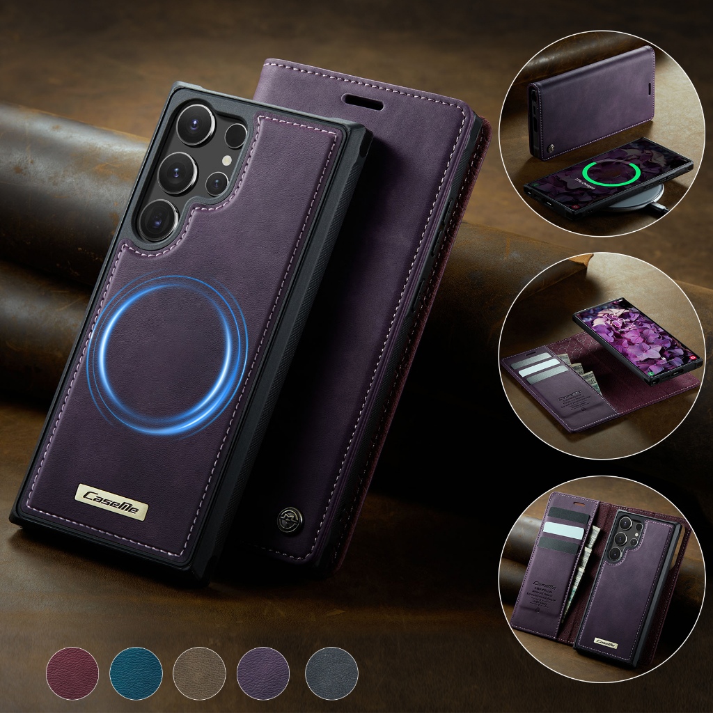 เคส Case for Samsung Galaxy S25 Edge S24 Ultra S23 FE S22 S21 Plus S21+ S22+ S23+ S24+ S25+ 5G PU Leather Flip Cover 2 in 1 Magnetic Detachable Wallet Magnetic แม่เหล็กที่ถอดออกได้กระเป๋าสตางค์สําหรับ พร้อมช่องใส่การ์ด Soft TPU Shell CS49