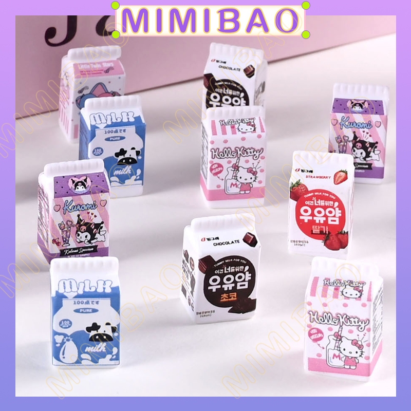 ของเล่นอาหารจําลอง ขนาดเล็ก helloKitty กล่องนมสามมิติ Mini Kuromi ขวดนมขนาดเล็ก diy เครื่องประดับจี้เคสโทรศัพท์