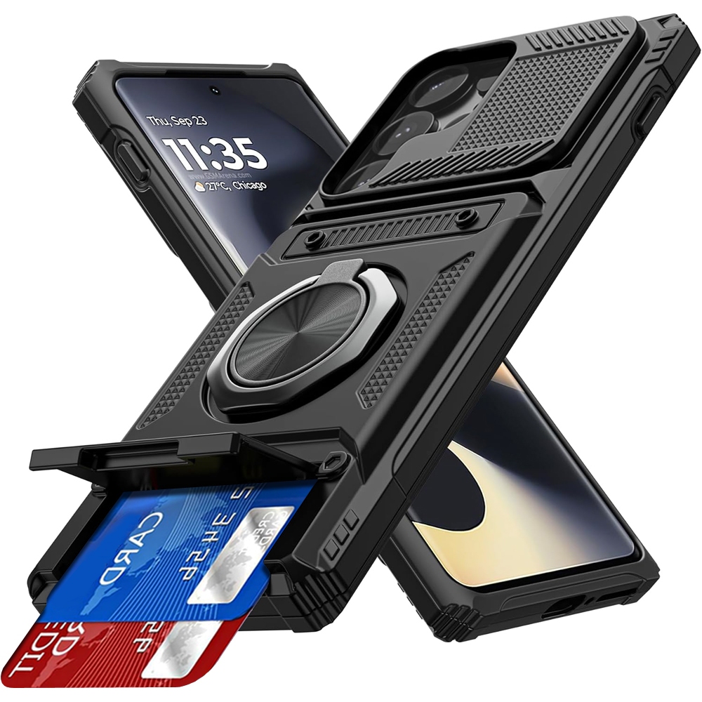 กรณีโทรศัพท์มือถือหนักกันกระแทกพร้อมที่วางและช่องเสียบการ์ด เหมาะสำหรับ Galaxy S25 Ultra S25 Fe S24 Ultra S23 Ultra A16 A56 A17