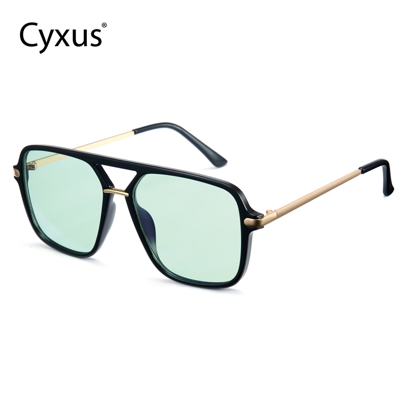 Cyxus แว่นตา แว่นตากรองแสงสีฟ้า สะพานคู่ แว่นบลูบล็อค กรอบสี่เหลี่ยมขนาดใหญ่, 8317