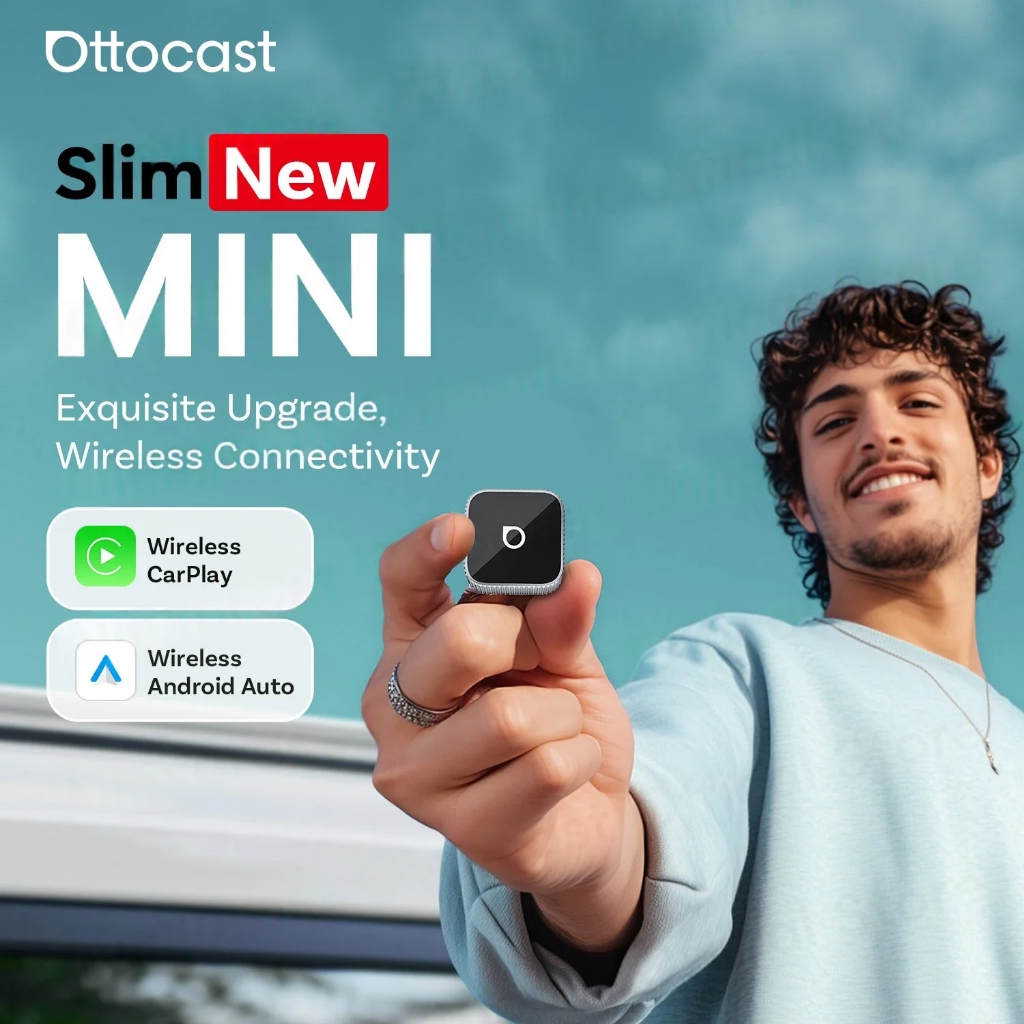 OTTOCAST Cube MINI Slim 2 in 1 แบบมีสายไร้สาย CarPlay Android Auto Dongle อะแดปเตอร์