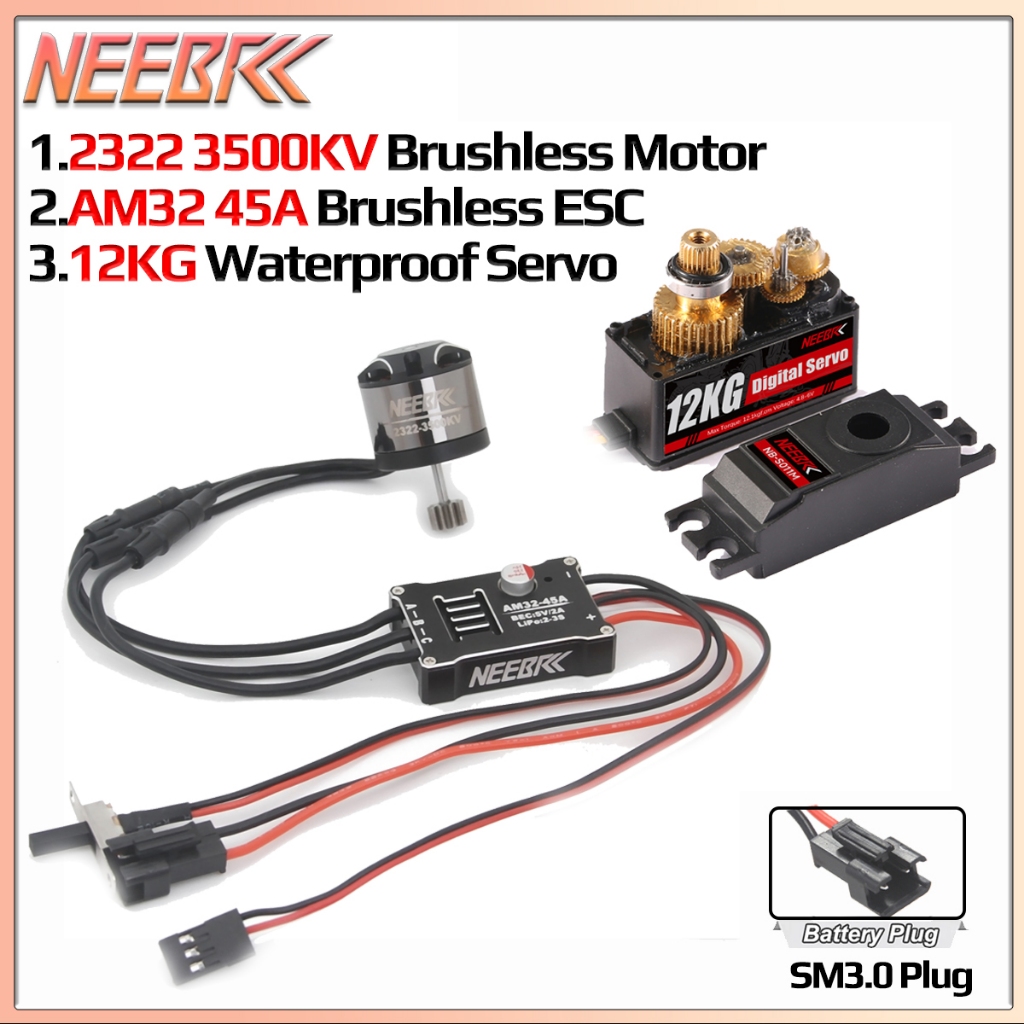 NEEBRC 2322 3500KV Outrunner มอเตอร์ไร้แปรง AM32 45A ESC 12KG กันน้ํา Servo สําหรับ 1/12 RC รถ Crawl