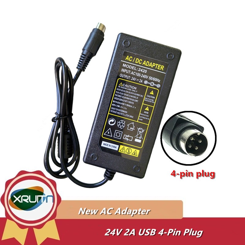 24V 2A 4-Pin AC DC Adapter Charger สําหรับ Canon Scanner DR-F120 DRF120 FB P/N: 9017B002 9017B003 สแ