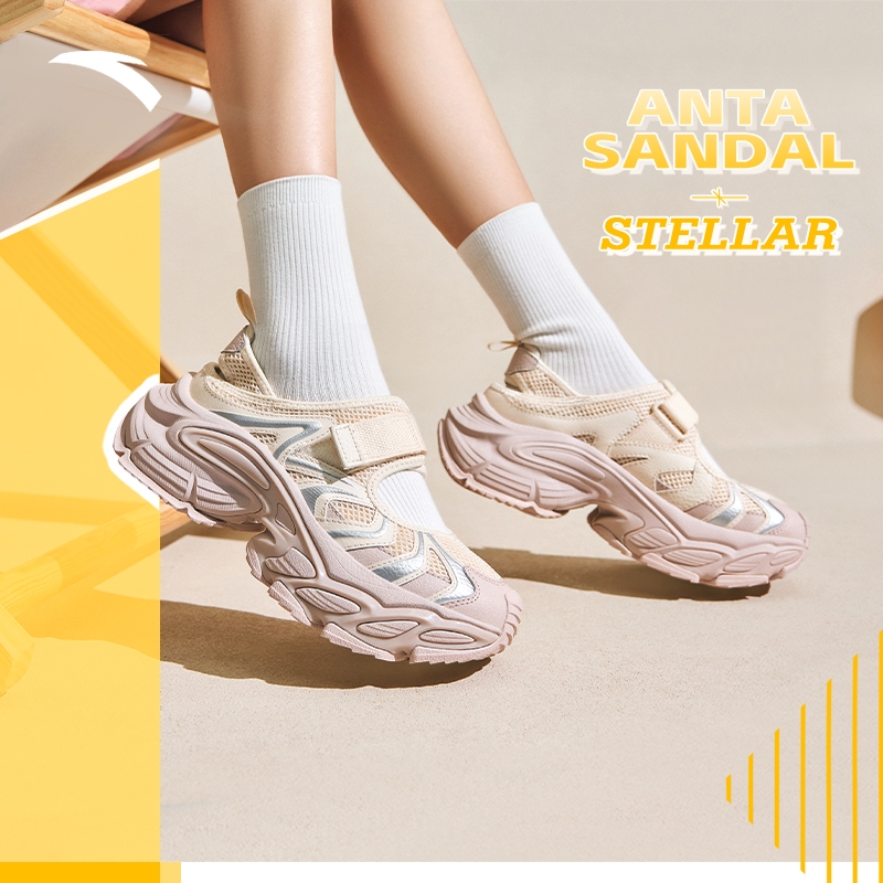 ANTA ผู้หญิงรองเท้าแตะชายหาด Breathable ลื่น Chunky Heel Mary Jane รองเท้า 922528501