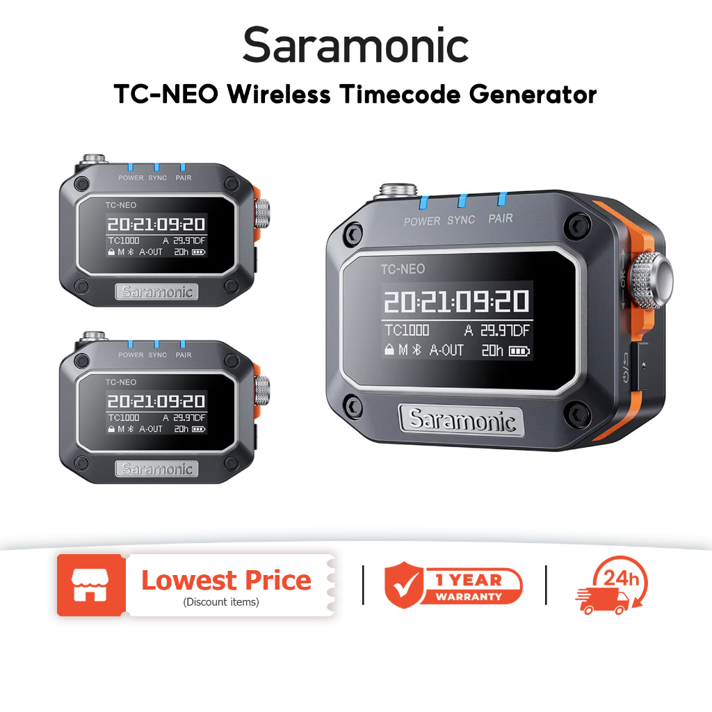 Saramonic TC-NEO เครื่องกําเนิดไทม์โค้ดไร้สายที่มีความแม่นยําสูงสําหรับการการผลิตวิดีโอเสียงสําหรับก