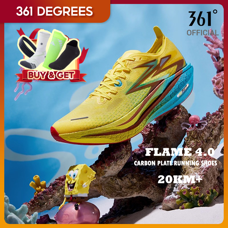 รองเท้าวิ่ง 361° Flame 4.0 แบบแฟชั่น SpongeBob และ Patrick เหมาะสำหรับ marathon