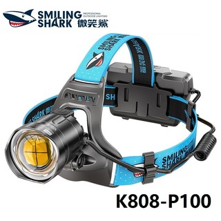 SMILING SHARK Headlight Led P100 5000LM 50W Super Bright Headlamp Rechargeable Water proof Head Light Long Shot 1000m Outdoor Camping Hiking K808